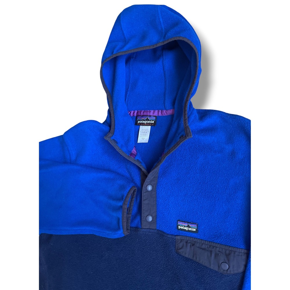 Patagonia Synchilla Snap-T Hoody Blue Fleece Pullover Mens Medium 25461 FA13